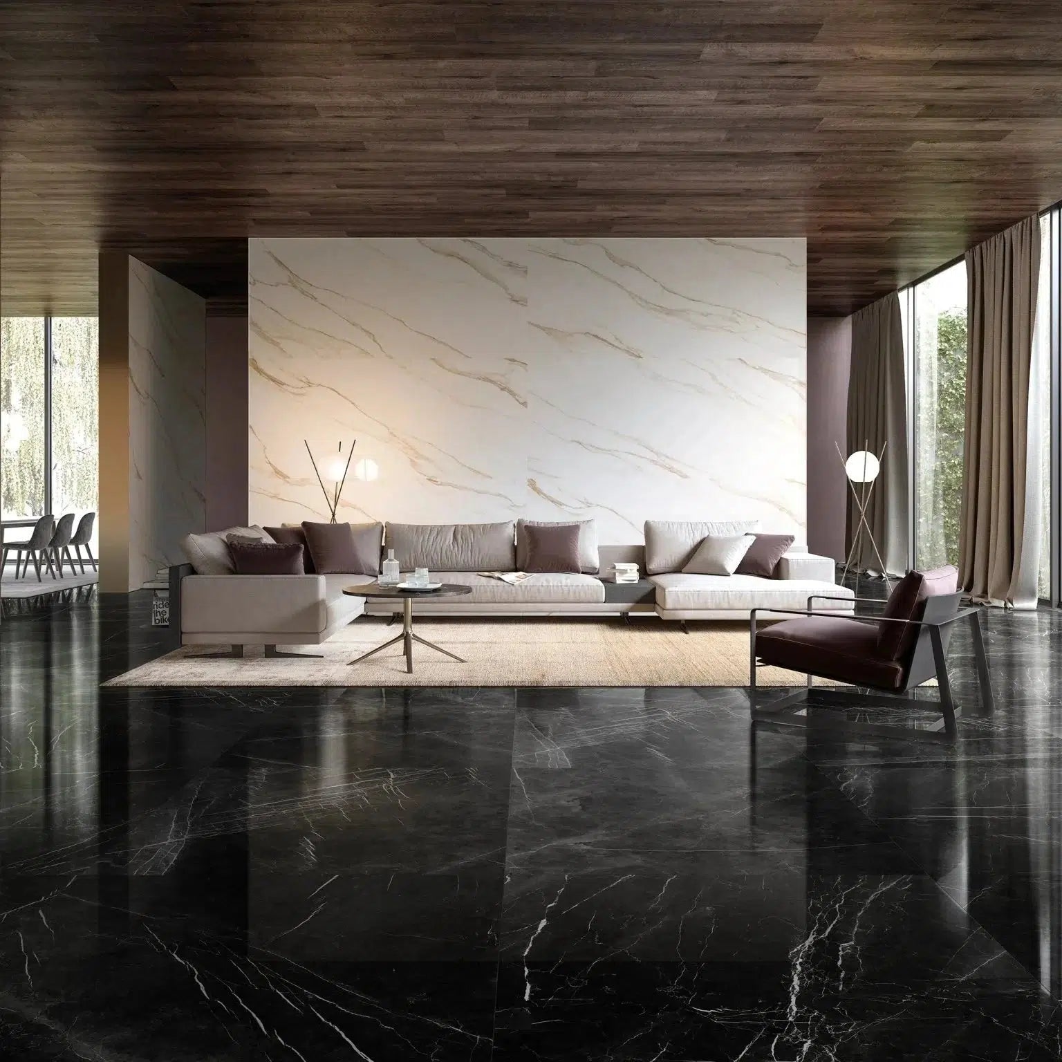 12 X 24 Prestigio Marquinia Lucido Polished Marble Look Porcelain Tile-PORCELAIN-Large Format-American Tile Depot