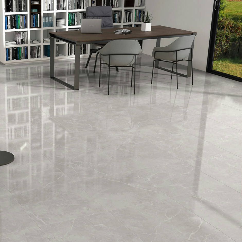 12 X 24 Puccini Perla Polished Marble Look Porcelain Tile-Porcelain Tile Large Formate-American Tile Depot