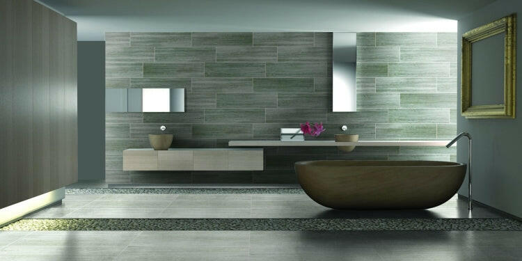 12 X 24 River Grey Matte Travertine Look Porcelain Tile-PORCELAIN-Large Format-American Tile Depot