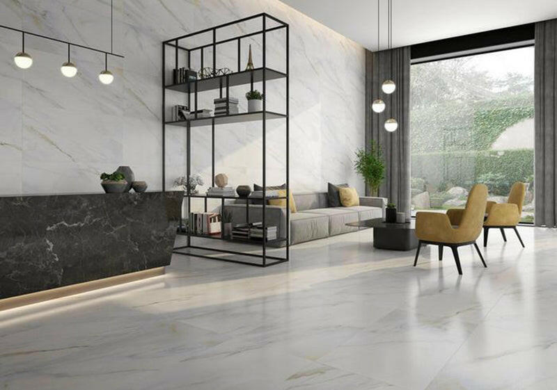 12 X 24 Statuario Nice Polished Marble Look Porcelain Tile-Porcelain Tile Large Formate-American Tile Depot