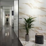 12 X 36 Calacatta Glossy Marble Look Porcelain Wall Tile-PORCELAIN-Large Format-American Tile Depot