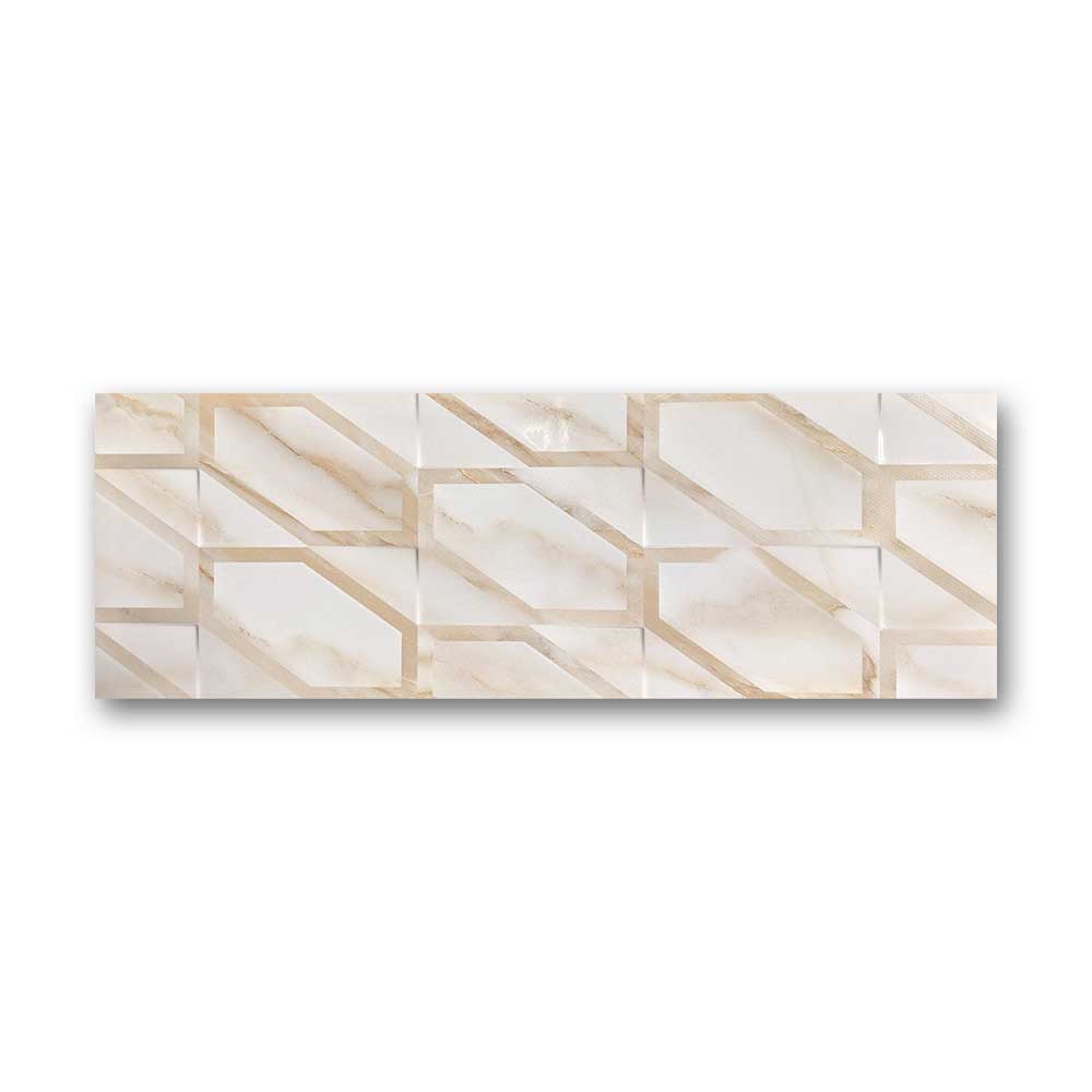 12x36 Calacatta Hex Glossy Marble Look Porcelain Wall Tile