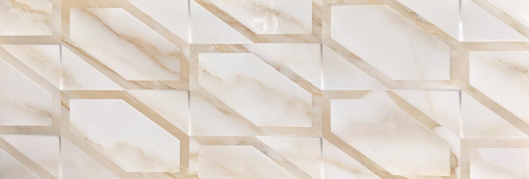 12 X 36 Calacatta Hex Glossy Marble Look Porcelain Wall Tile-PORCELAIN-Large Format-American Tile Depot