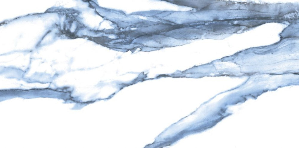 12 X 24 Calacatta Blue Polished Marble Look Porcelain Tile-PORCELAIN-Large Format-American Tile Depot