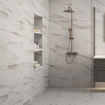 12x24 Calacatta Gold Prima Marble Look Glossy Porcelain Tile-Porcelain Tile Large Formate-American Tile Depot