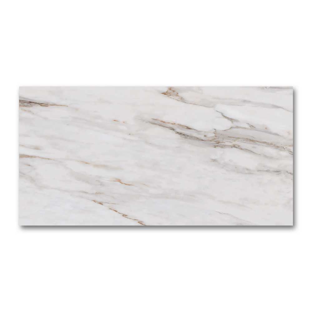 12x24 Calacatta Gold Prima Marble Look Glossy Porcelain Tile-Porcelain Tile Large Formate-American Tile Depot