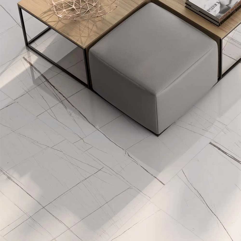 12x24 Gemma Laurent Marble Look Glossy Porcelain Tile-Porcelain Tile Large Formate-American Tile Depot