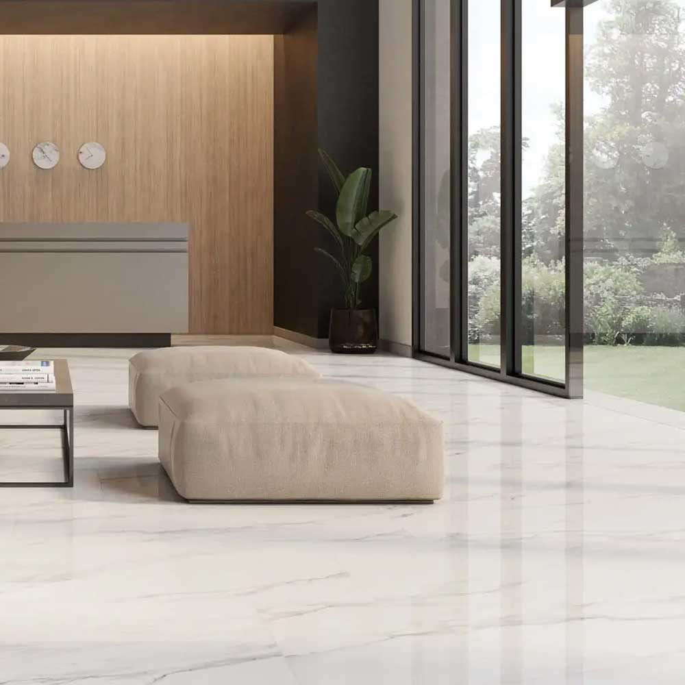 12x24 Gemma Vince Marble Look Glossy Porcelain Tile-Porcelain Tile Large Formate-American Tile Depot