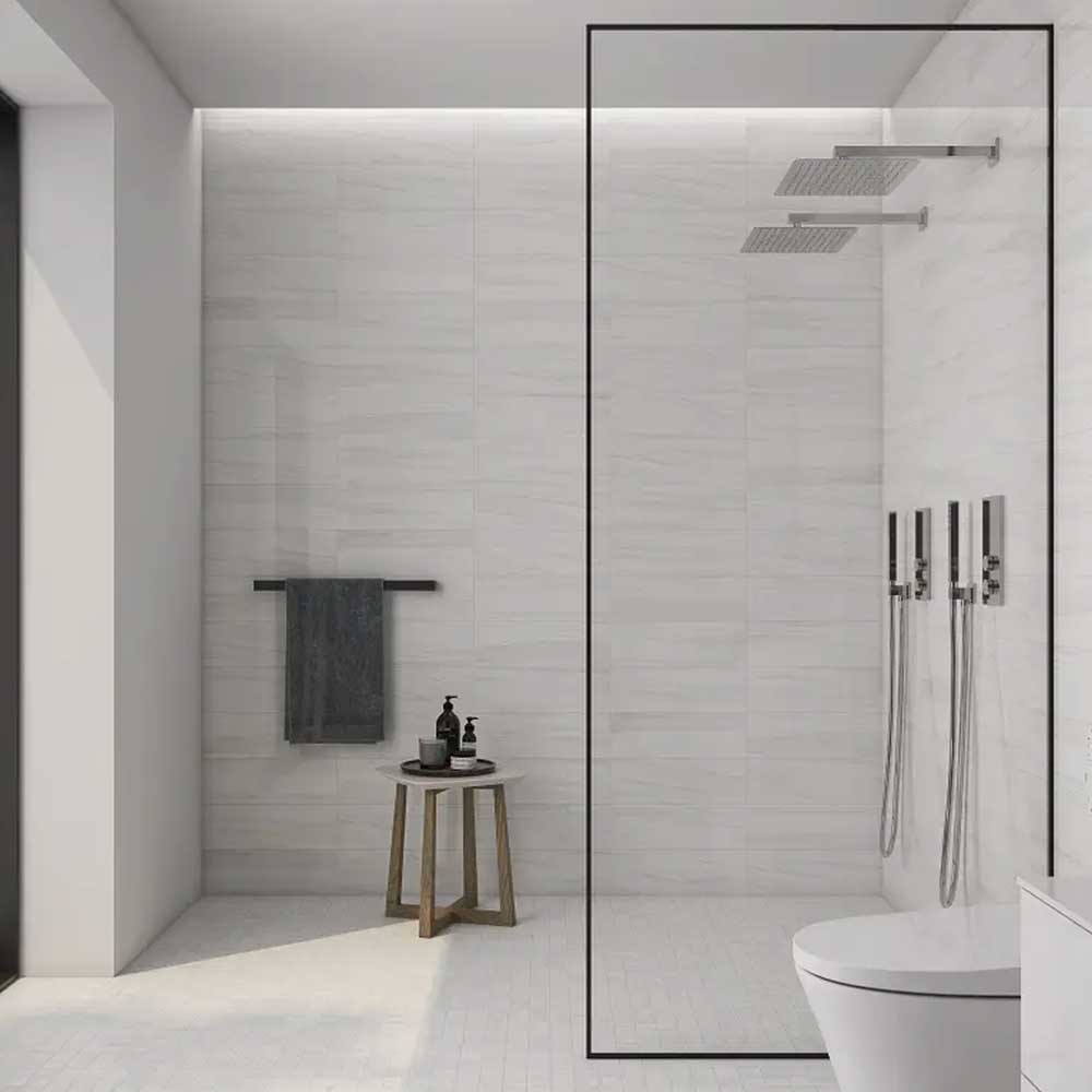 12x24 Lustra White Marble Look Glossy Porcelain Tile-Porcelain Tile Large Formate-American Tile Depot