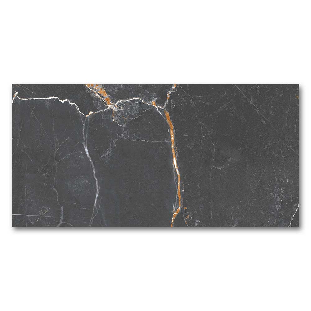 12x24 Port Nuit Black Marble Look Matte Porcelain Tile-Porcelain Tile Large Formate-American Tile Depot