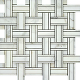 Calacatta Gold Marble Polished Triple Weave Mosaic Tile w / Calacatta Dots