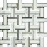 Calacatta Gold Marble Polished Triple Weave Mosaic Tile w / Calacatta Dots