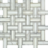 Calacatta Gold Marble Honed Triple Weave Mosaic Tile w / Calacatta Dots