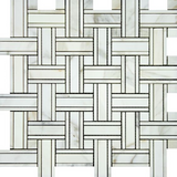 Calacatta Gold Marble Polished Triple Weave Mosaic Tile w / Calacatta Dots