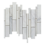 Oriental White / Asian Statuary Marble Polished Random Strip Mosaic Tile