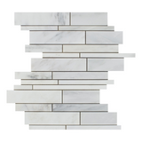 Oriental White / Asian Statuary Marble Honed Random Strip Mosaic Tile