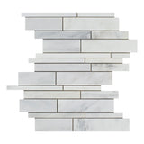 Oriental White / Asian Statuary Marble Polished Random Strip Mosaic Tile-Marble Mosaic-American Tile Depot