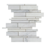 Oriental White / Asian Statuary Marble Polished Random Strip Mosaic Tile