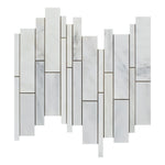 Oriental White / Asian Statuary Marble Honed Random Strip Mosaic Tile-Marble Mosaic-American Tile Depot