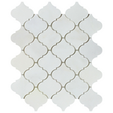 Oriental White / Asian Statuary Marble Honed Lantern Arabesque Mosaic Tile