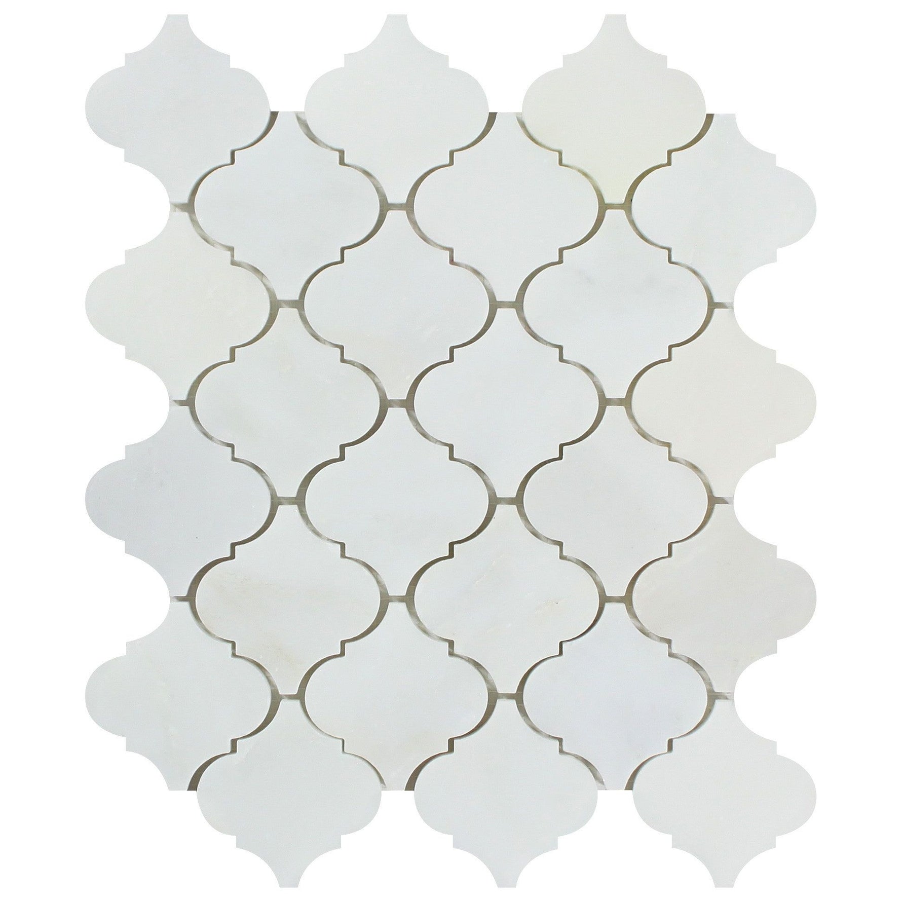 Oriental White / Asian Statuary Marble Polished Lantern Arabesque Mosaic Tile-Marble Mosaic-American Tile Depot