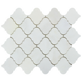 Oriental White / Asian Statuary Marble Honed Lantern Arabesque Mosaic Tile