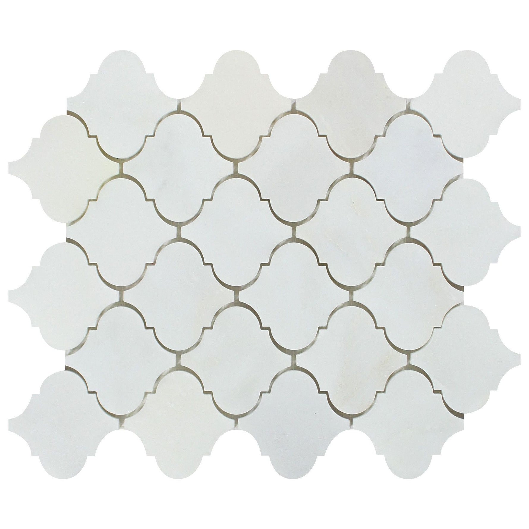 Oriental White / Asian Statuary Marble Polished Lantern Arabesque Mosaic Tile-Marble Mosaic-American Tile Depot