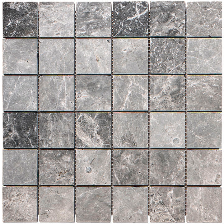 2 X 2 Tundra Gray (Atlantic Gray) Marble Honed Mosaic Tile-Marble Mosaic-American Tile Depot