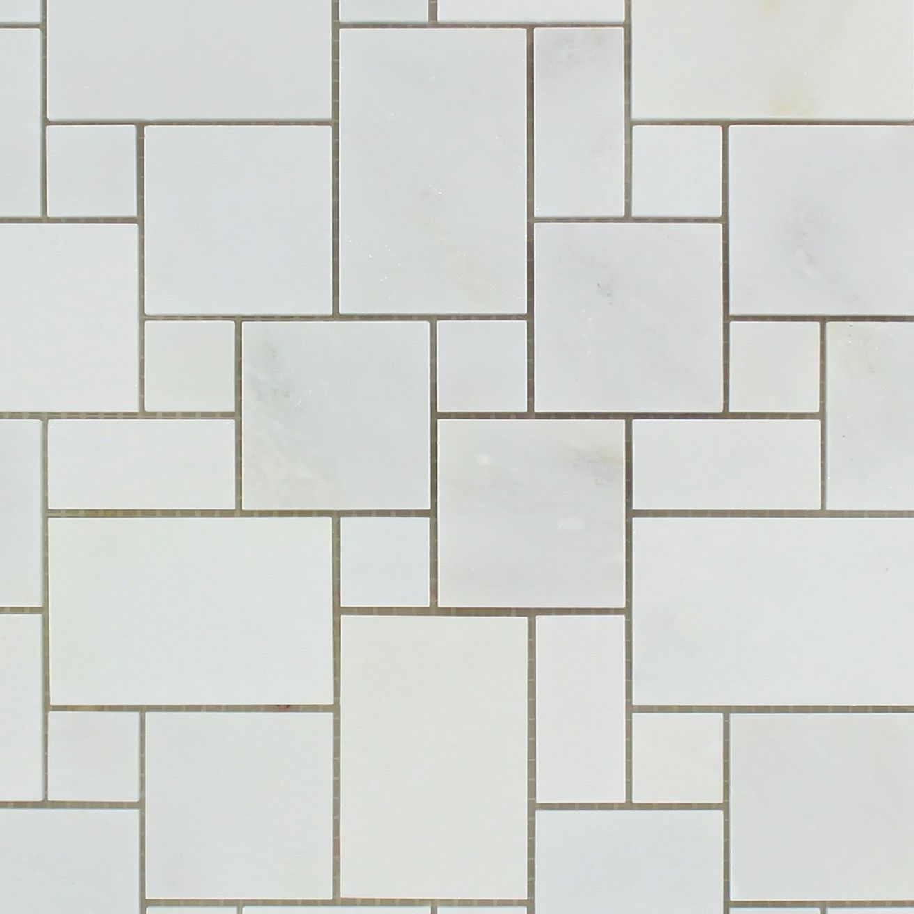 Oriental White / Asian Statuary Marble Polished Mini Versailles Mosaic Tile-Marble Mosaic-American Tile Depot