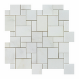 Oriental White / Asian Statuary Marble Honed Mini Versailles Mosaic Tile