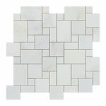 Oriental White / Asian Statuary Marble Polished Mini Versailles Mosaic Tile-Marble Mosaic-American Tile Depot