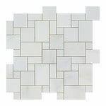 Oriental White / Asian Statuary Marble Honed Mini Versailles Mosaic Tile-Marble Mosaic-American Tile Depot