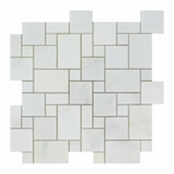 Oriental White / Asian Statuary Marble Honed Mini Versailles Mosaic Tile