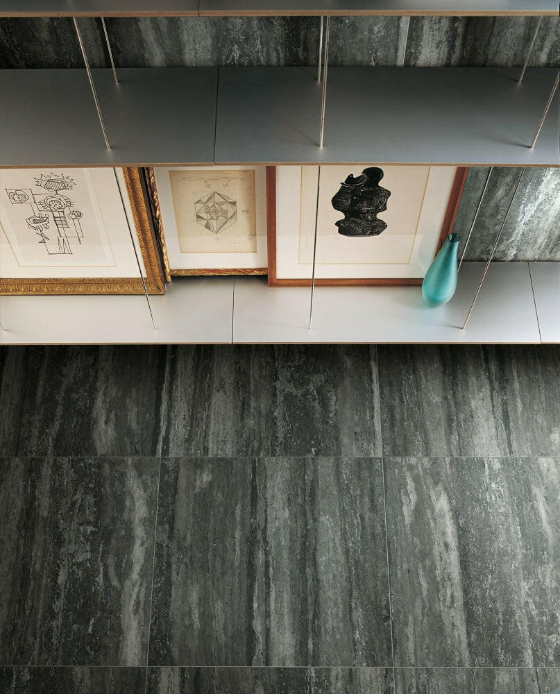 16 X 32 I-Travertini Black Matte Travertine Look Porcelain Tile-PORCELAIN-Large Format-American Tile Depot