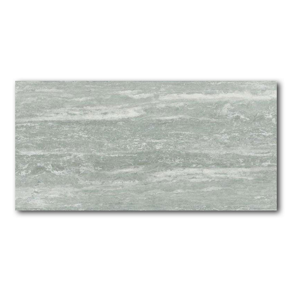 24x48 I-Travertini Grey Glossy Travertine Look Porcelain Tile