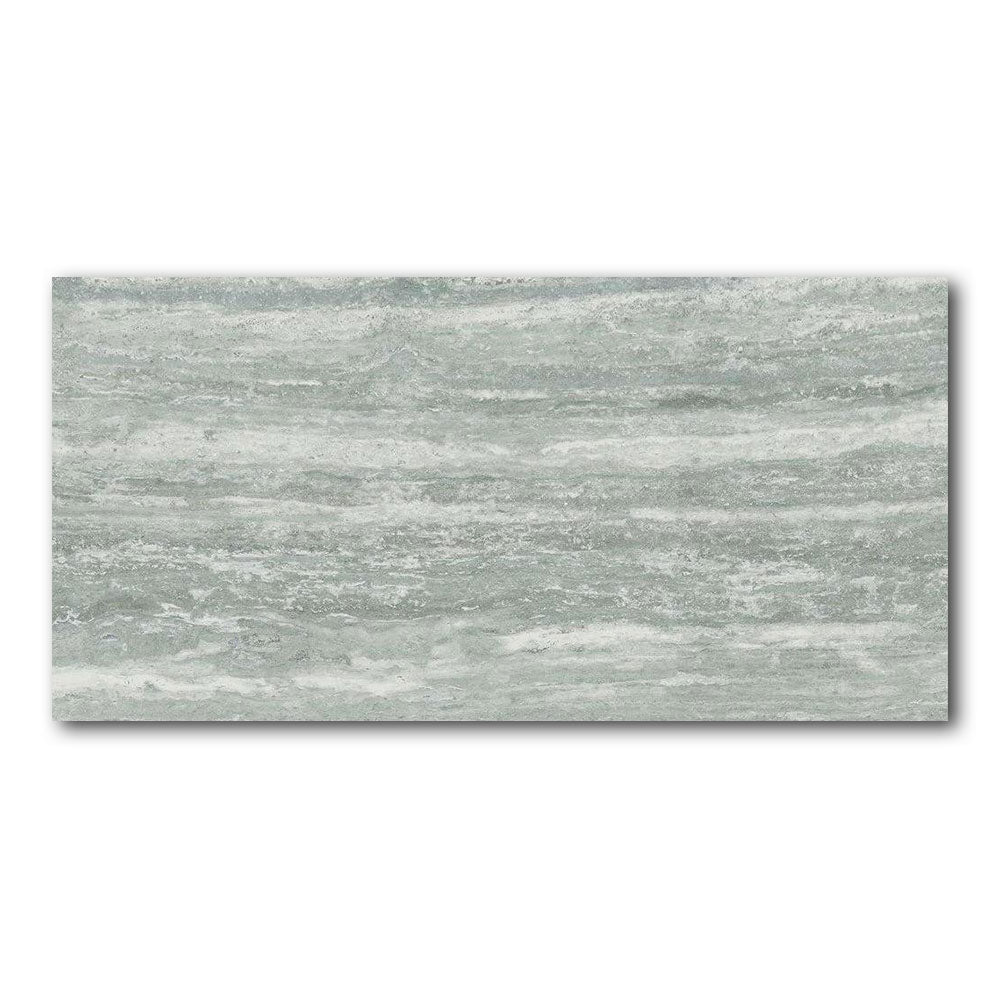 16x32 I-Travertini Grey Glossy Travertine Look Porcelain Tile