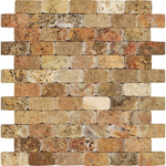 1 X 2 Scabos Travertine Tumbled CNC Arched 3-D Mosaic Tile-Travertine Mosaic-American Tile Depot