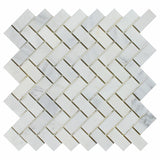 Oriental White / Asian Statuary Marble Honed 1 x 2 Herringbone Mosaic Tile-Marble Mosaic-American Tile Depot