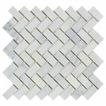 Oriental White / Asian Statuary Marble Honed 1 x 2 Herringbone Mosaic Tile-Marble Mosaic-American Tile Depot