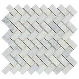 Oriental White / Asian Statuary Marble Honed 1 x 2 Herringbone Mosaic Tile-Marble Mosaic-American Tile Depot