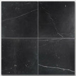 18 X 18 Black Marquina Marble Honed Tile-Marble Tile - Large Formate-American Tile Depot