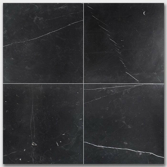 18 X 18 Black Marquina Marble Polished Tile-Marble Tile - Large Formate-American Tile Depot