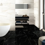 18 X 18 Black Marquina Marble Honed Tile-Marble Tile - Large Formate-American Tile Depot