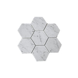 Carrara White Marble Honed 5" Large Hexagon Mosaic Tile