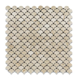 Crema Marfil Marble Honed Fan Mosaic Tile-Marble Mosaic-American Tile Depot