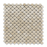 Crema Marfil Marble Honed Fan Mosaic Tile