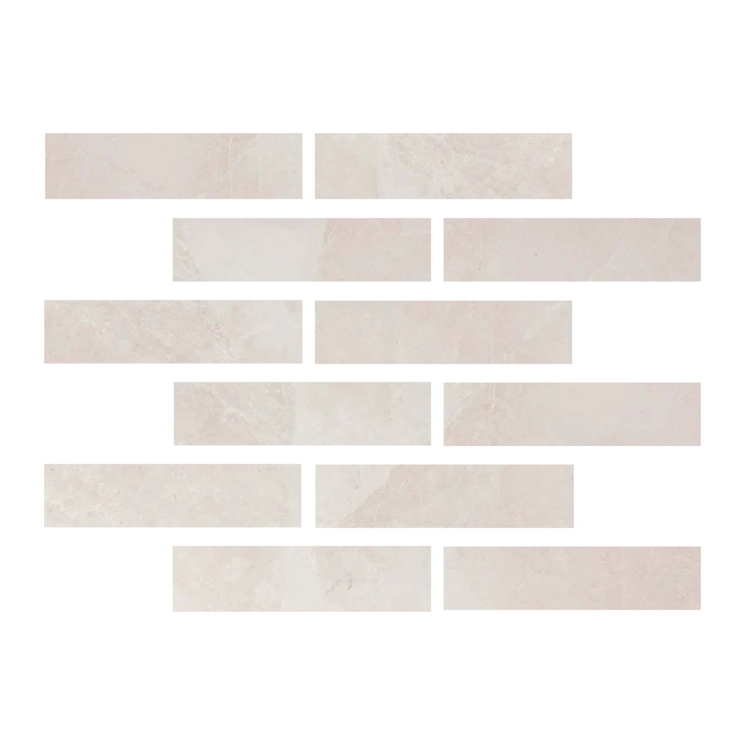 2 X 8 White Pearl / Botticino Marble Honed Field Tile