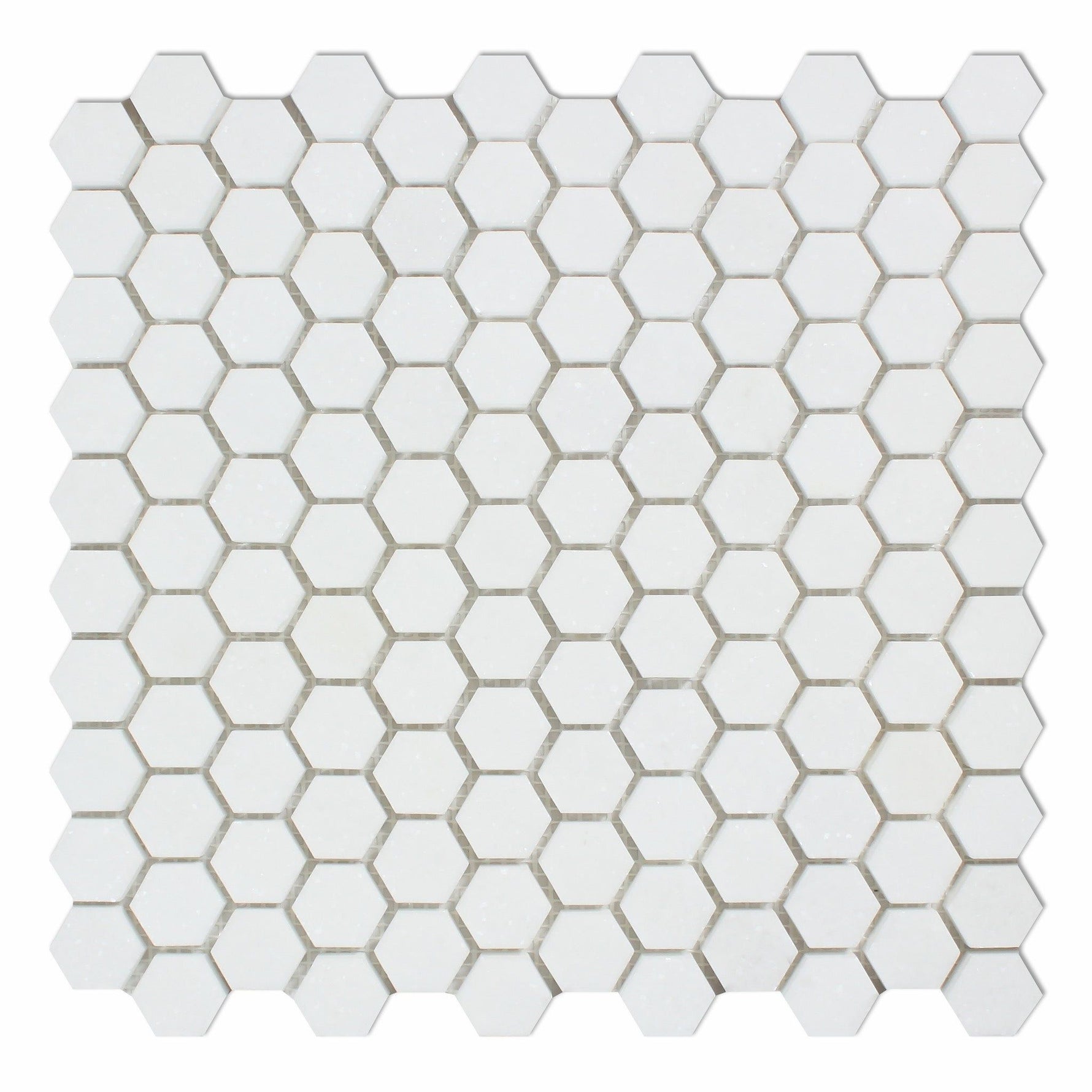 Thassos White Marble Honed 1" Mini Hexagon Mosaic Tile-Marble Mosaic-American Tile Depot