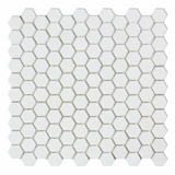 Thassos White Marble Honed 1" Mini Hexagon Mosaic Tile