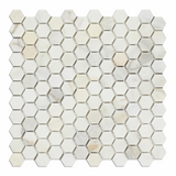 Calacatta Gold Marble Honed 1" Mini Hexagon Mosaic Tile